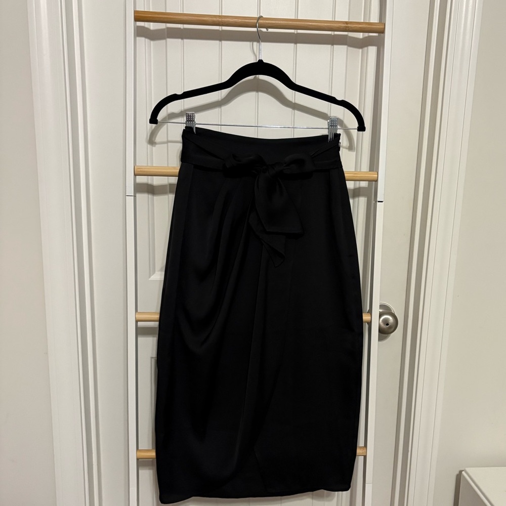 Express Black Pencil Skirt with Wrap Front